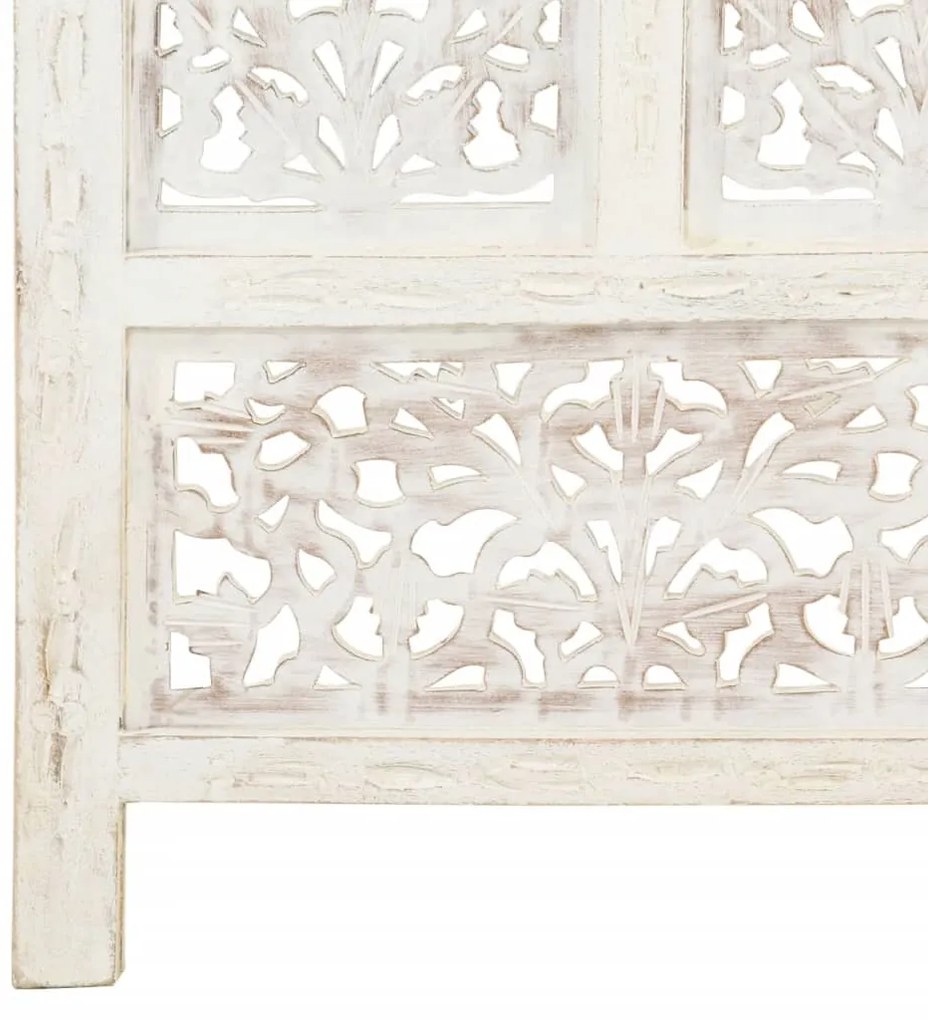 Biombo esculp. mão 4 painéis 160x165cm mangueira maciça branco