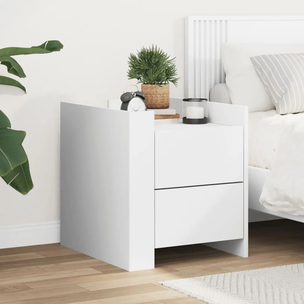 vidaXL Mesa cabeceira 45x50x50 cm derivados de madeira branco