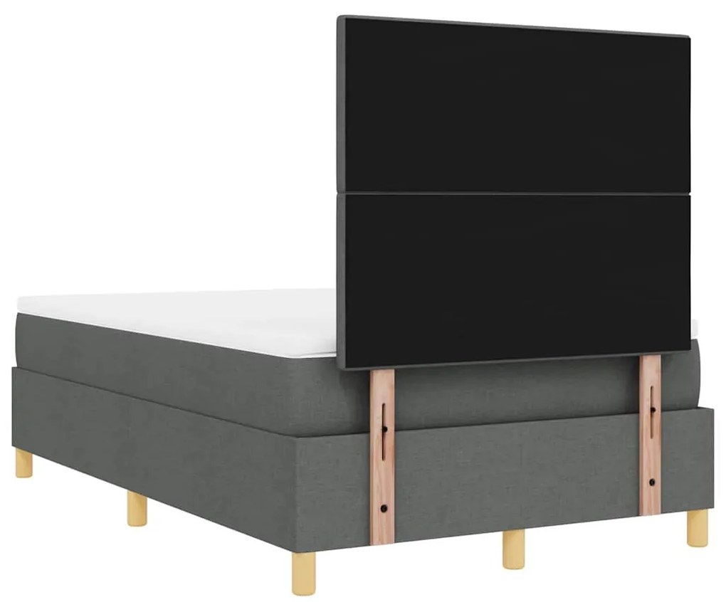 Cama Box com Colchão Cinza Escuro Dupla Pequena de Tecido