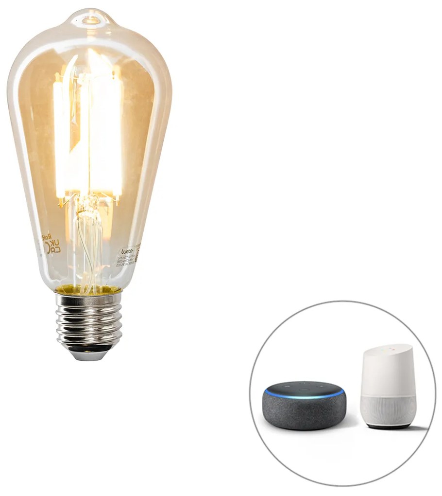 Conjunto de 5 Smart E27 regulável em lâmpada LED Kelvin ST64 goldline 7W 700 lm 1800-4000K