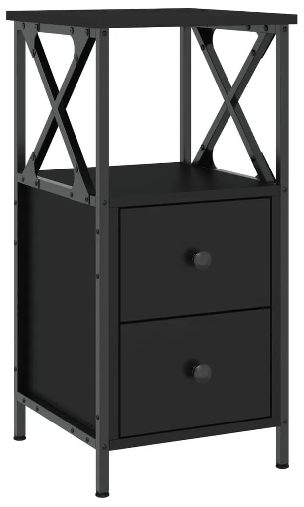 Mesas de cabeceira 2 pcs 34x35,5x70 cm derivados madeira preto