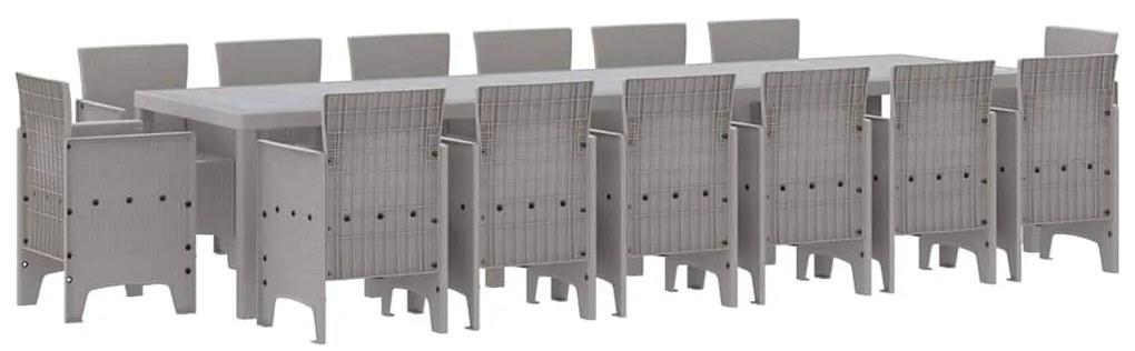 Conjunto de Jantar para Jardim 15 pcs Cinzento-claro Largo