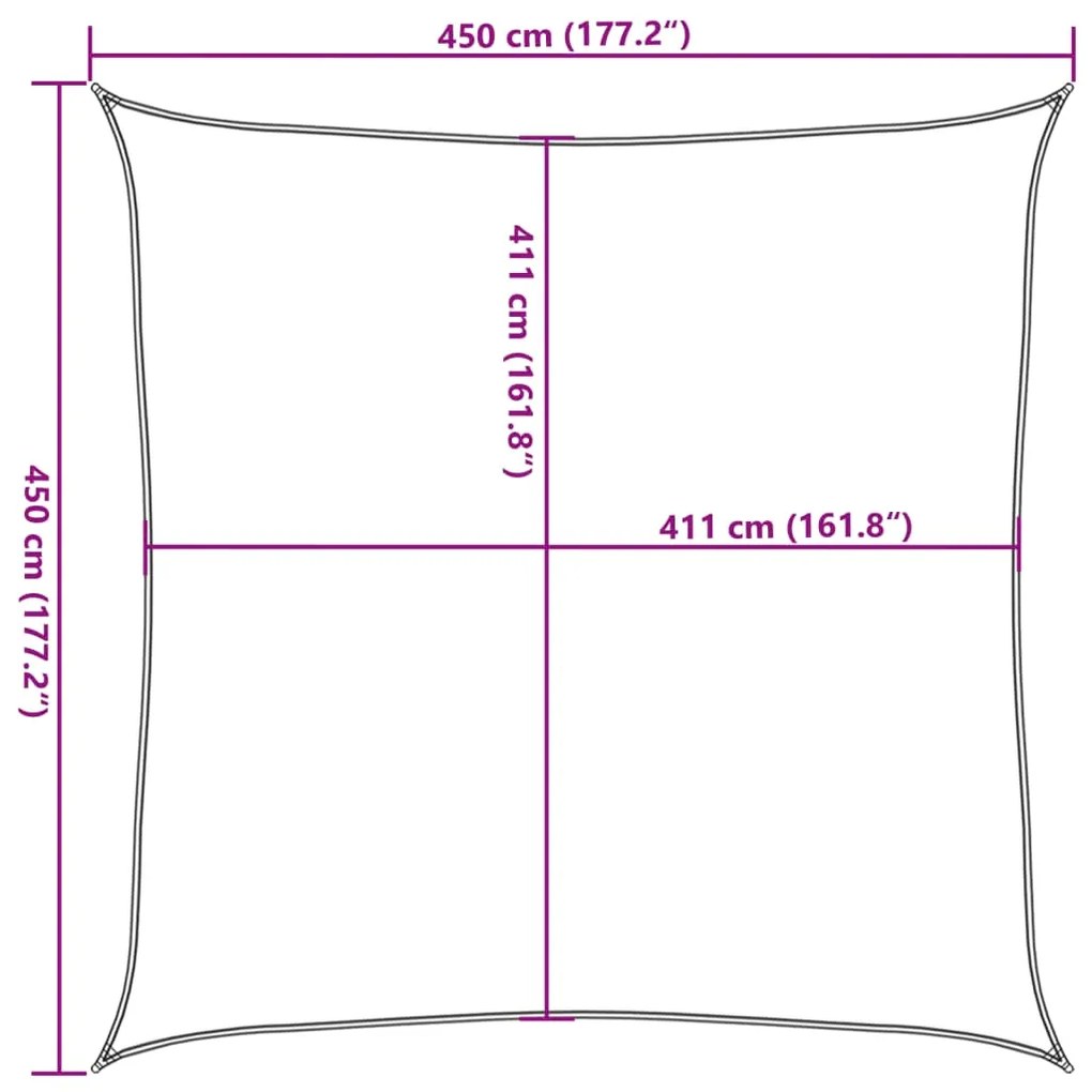 Para-sol estilo vela 4,5x4,5 m oxford 100% poliéster cor areia
