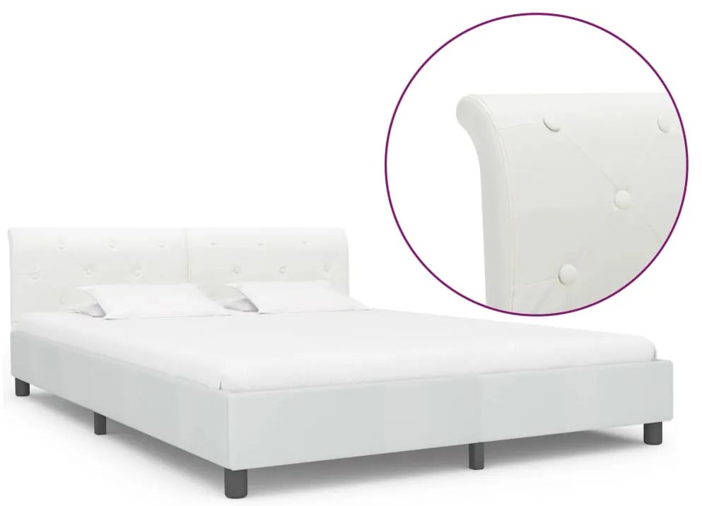 Estrutura de cama 180x200 cm couro artificial branco