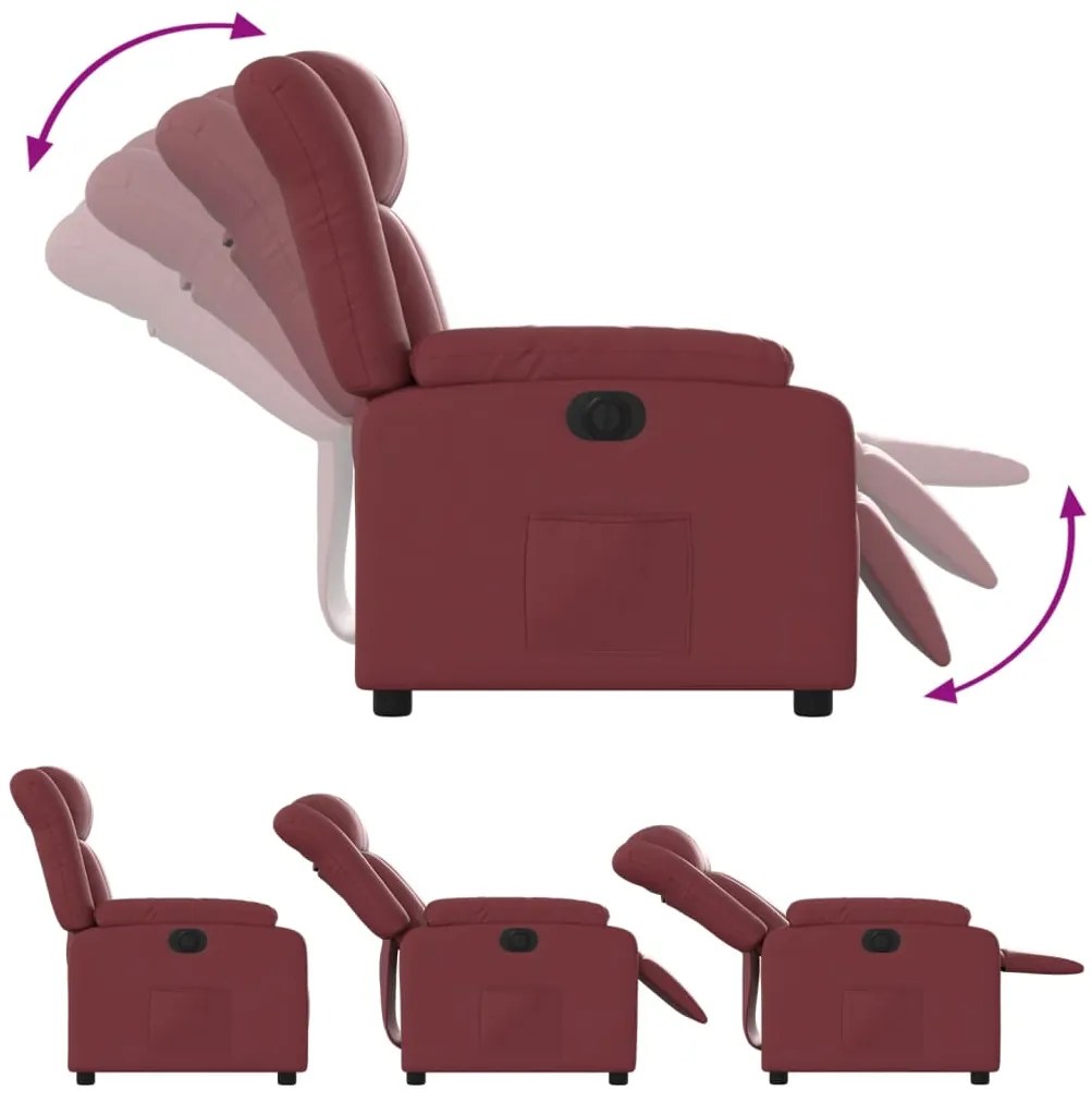 Poltrona reclinável elétrica couro artificial vermelho tinto