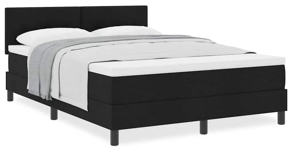 Cama Box Spring com Colchão Preta 140x200 cm Tecido
