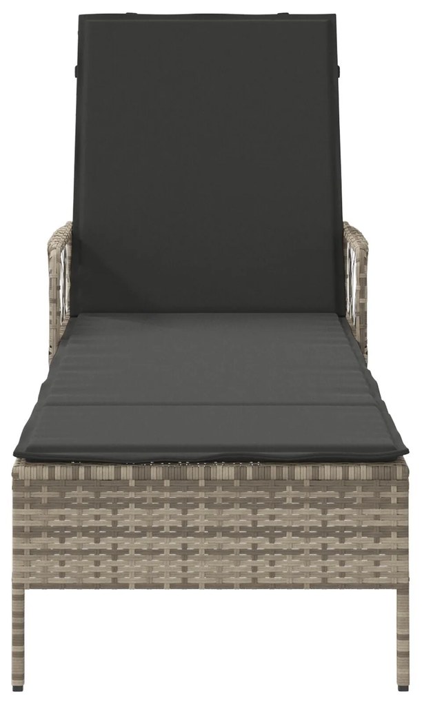 Espreguiçadeira Cinza claro Rattan PE 157 x 55 x 92 cm Dobrável