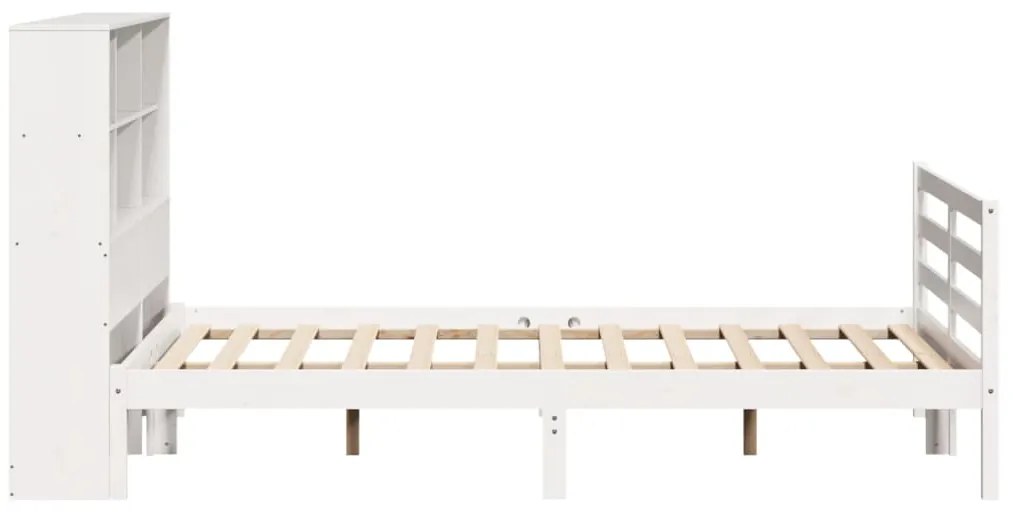 Cama com estante sem colchão 140x190 cm pinho maciço branco