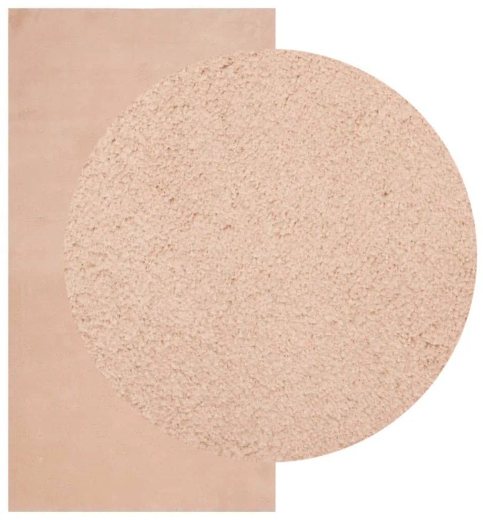 Tapete pelo curto macio e lavável HUARTE 80x150 cm rosa-pálido