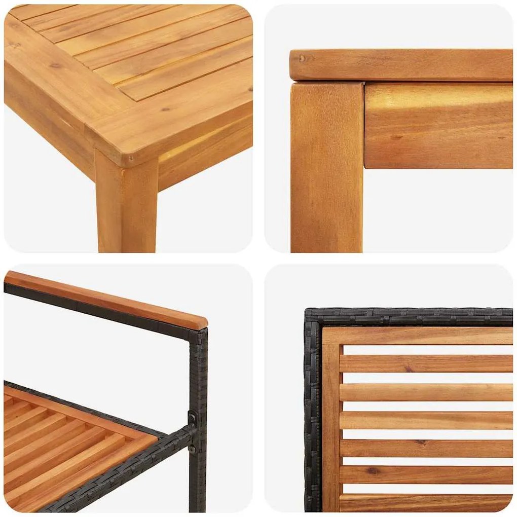 Conjunto de Jantar para Jardim 5 pcs Preto 110 x 110 x 75 cm