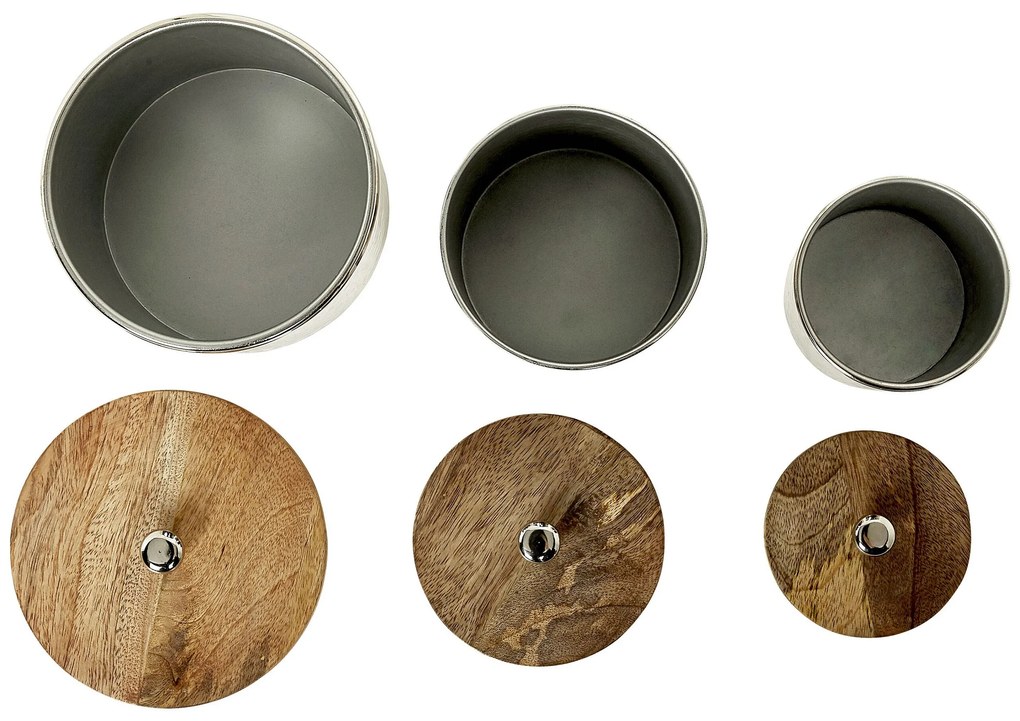 Conjunto de 3 recipientes decorativos prateados ALEXANDRIA Beliani