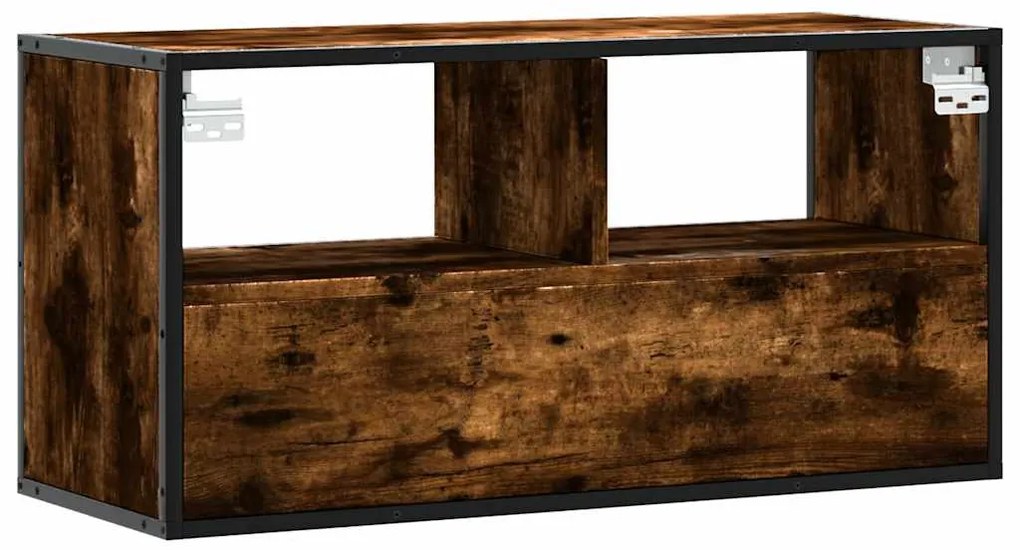 Móvel p/ TV 80x31x39,5 cm deriv. madeira/metal carvalho fumado