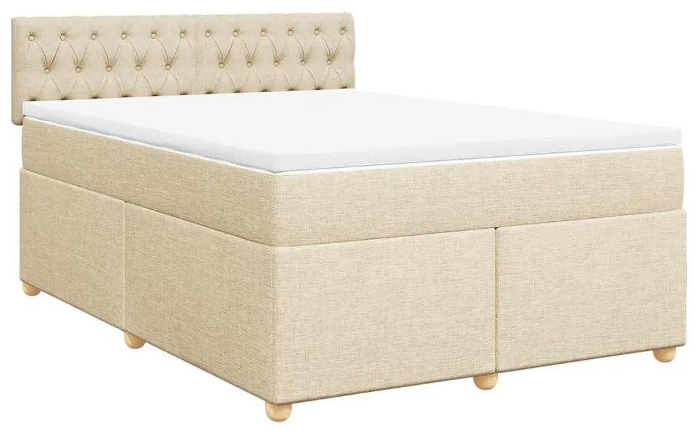 Cama com molas/colchão 140x190 cm tecido cor creme