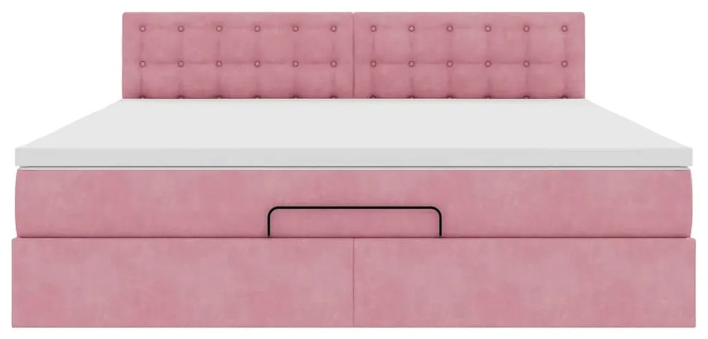 Estrutura de cama otomana com colchão 160x200 cm veludo rosa