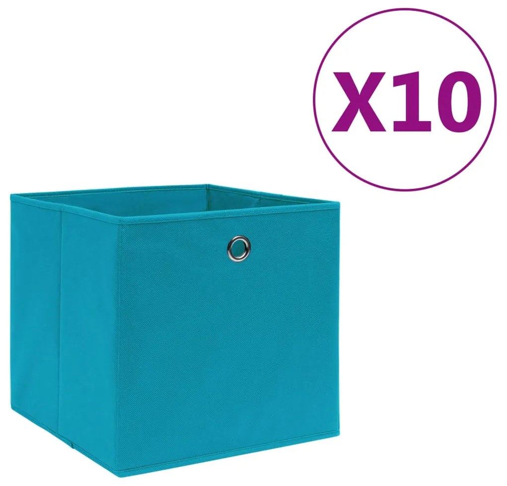 325233 vidaXL Caixas arrumação 10 pcs 28x28x28 cm tecido-não-tecido azul-bebé