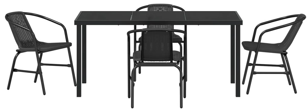 Conjunto de Jantar de Jardim 5 Peças Preto Vime Polimérico