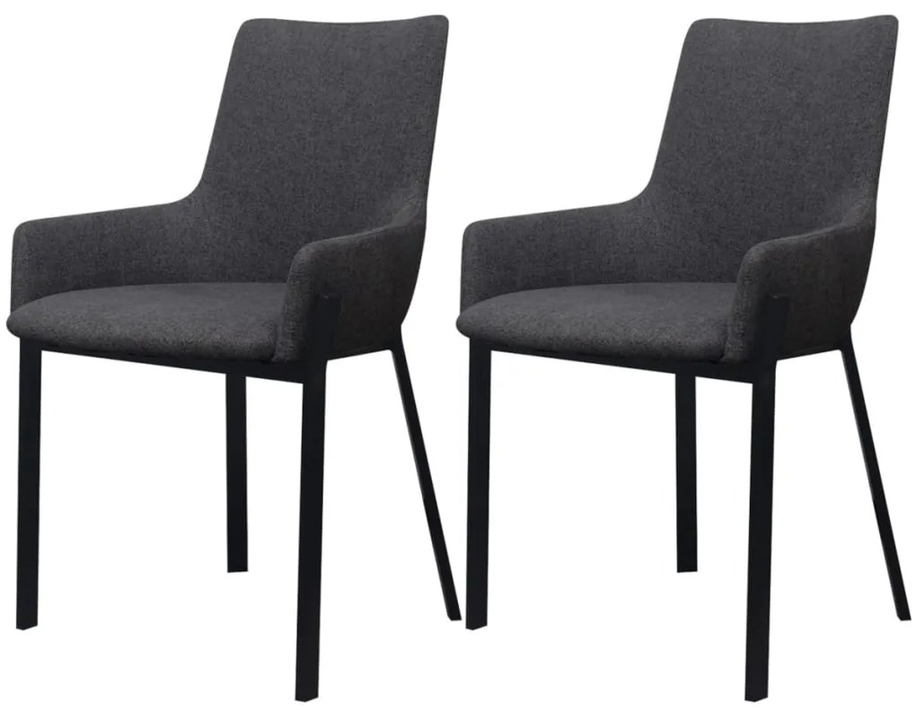 vidaXL Cadeiras de jantar 2 pcs tecido cinzento-escuro