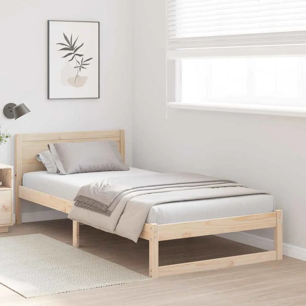 Estrutura de Cama Natural Madeira Maciça 80 x 200 cm