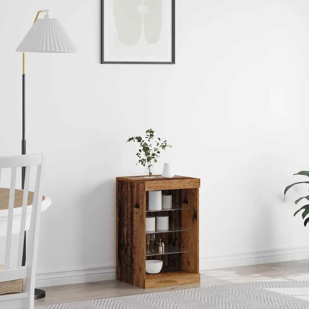 vidaXL Aparador LED Madeira antiga 41 x 37 x 67 cm Madeira processada