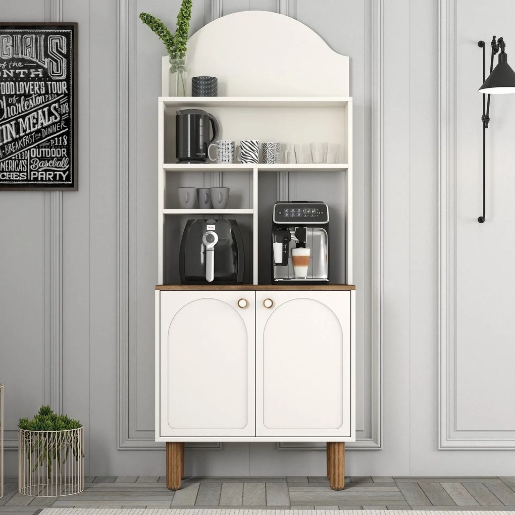 Armário de Cozinha/Sala "Caffè" - Creme - 81.3x201x35cm - Design Moder