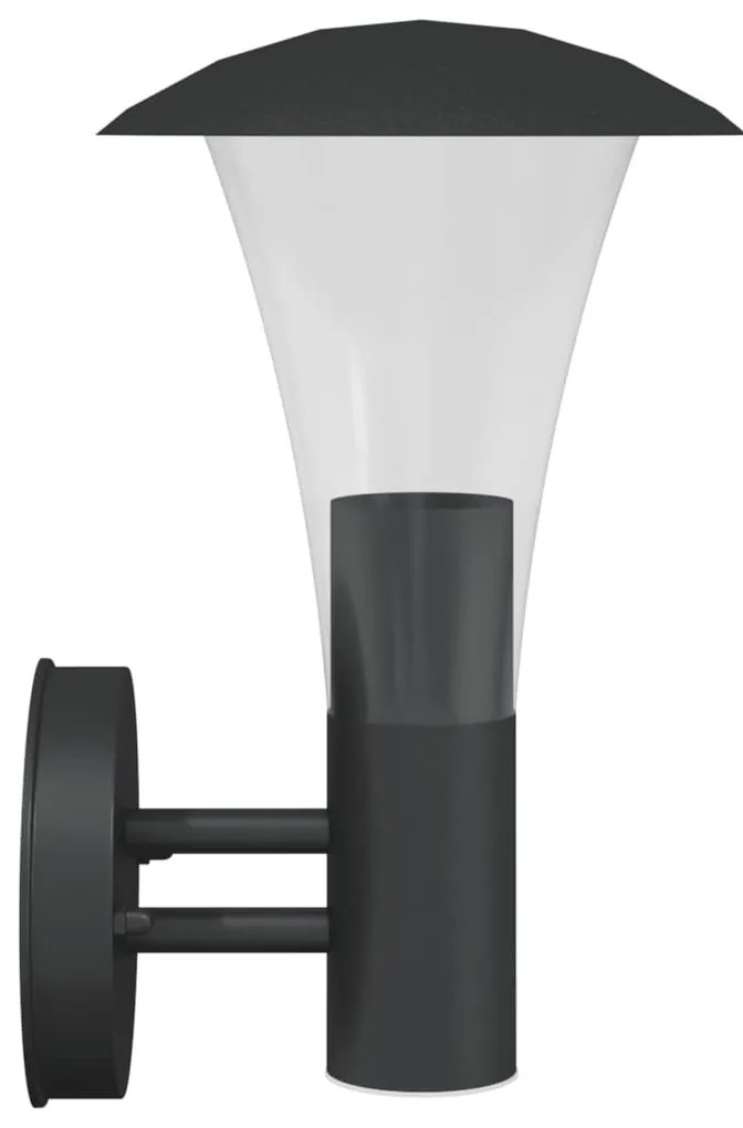 Candeeiros de parede p/ exterior 2 pcs aço inoxidável preto