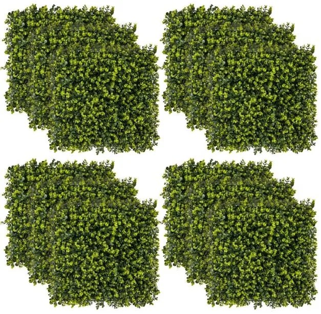12 peças de painéis de parede de grama artificial de 20 x 20 polegadas para varanda de jardim - verde