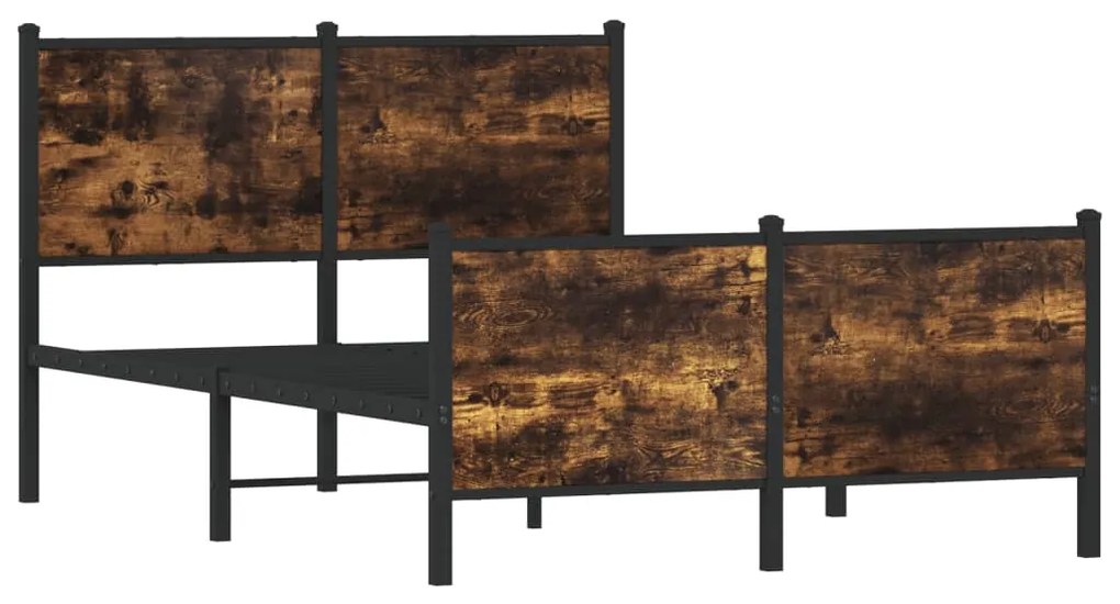 Estrutura de cama sem colchão 120x200 cm metal carvalho fumado