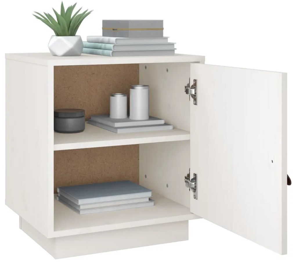 Mesas de cabeceira 2 pcs 40x34x45 cm pinho maciço branco