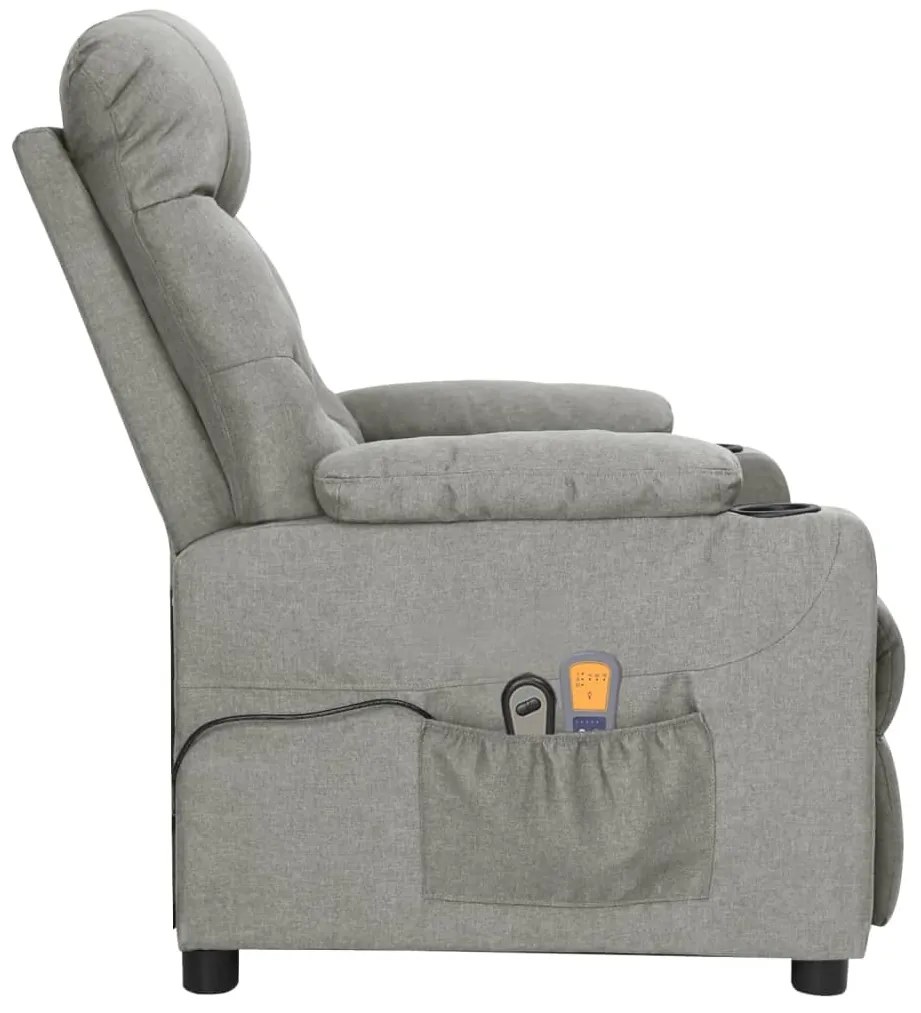 Poltrona de massagens elétrica tecido cinzento-claro