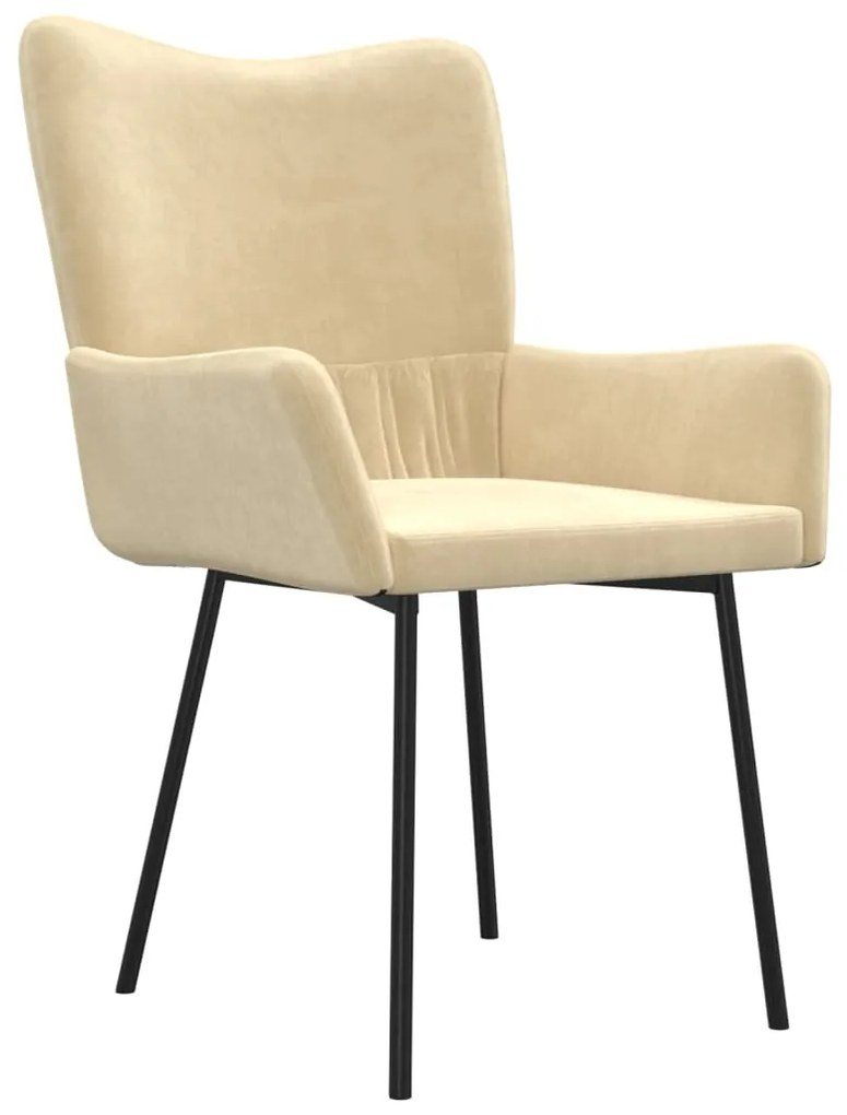 Cadeiras de jantar 2 pcs veludo cor creme