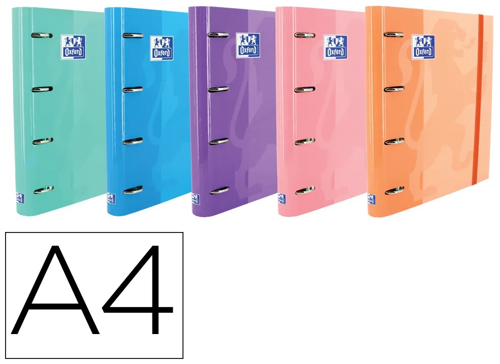 Pasta com Recarga Oxford Europeanbinder Classic 4 Aneis 35 mm Quadricula 5 mm Din A4 Capa Extradura Cores Tendencia