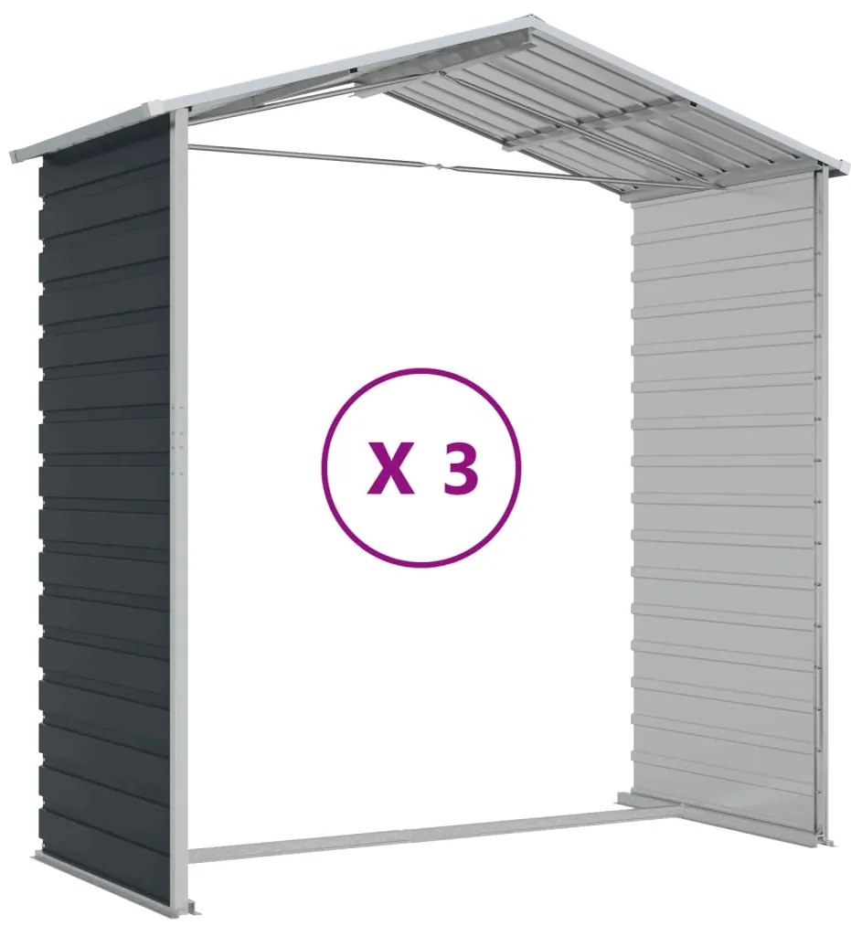 Abrigo de jardim 191x300x198 cm aço galvanizado antracite