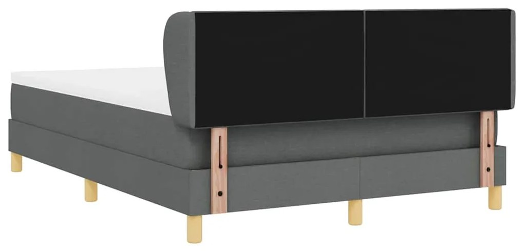 Cama Box Spring vidaXL com Colchão Cinza Escuro 140x200 cm em Tecido