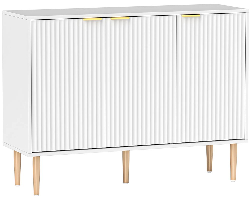 HOMCOM Aparador de Sala de Estar com Prateleira Ajustável Móvel para TV para Quarto Sala de Estar 107x35x80 cm Branco | Aosom Portugal