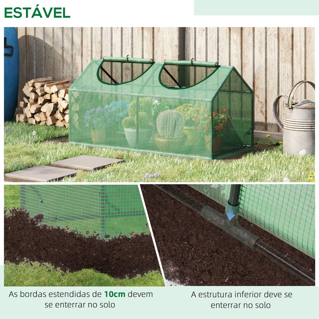 Estufa 119x60x60cm Estufa de Jardim com 2 Janelas Enroláveis para Cult