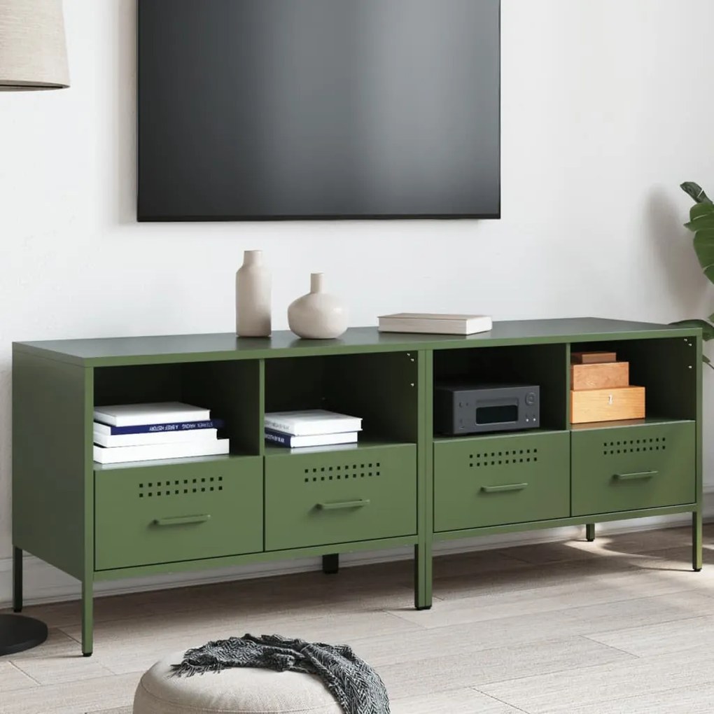 Móveis de TV 2 pcs 68x39x50,5 cm aço verde-azeitona