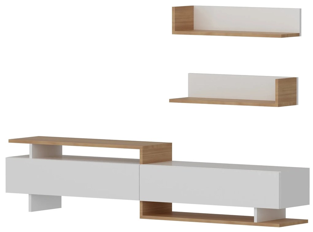 Unidade TV Ayaz – Branco e Teca – 180 cm x 40 cm x 37,4 cm