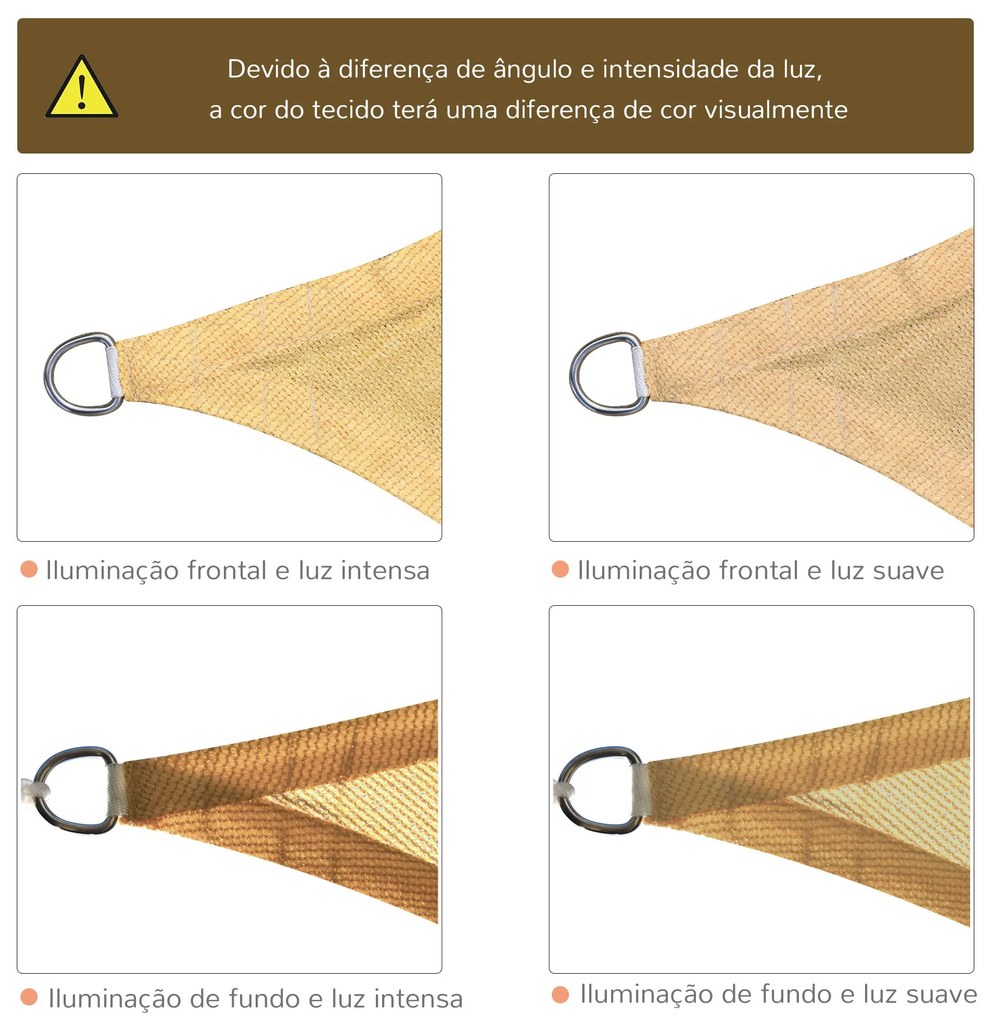 Vela de Sombra Quadrado 3x3 m Toldo Vela de HDPE com Proteção UV Aneis