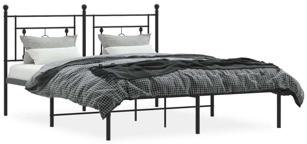 Estrutura de cama com cabeceira 160x200 cm metal preto