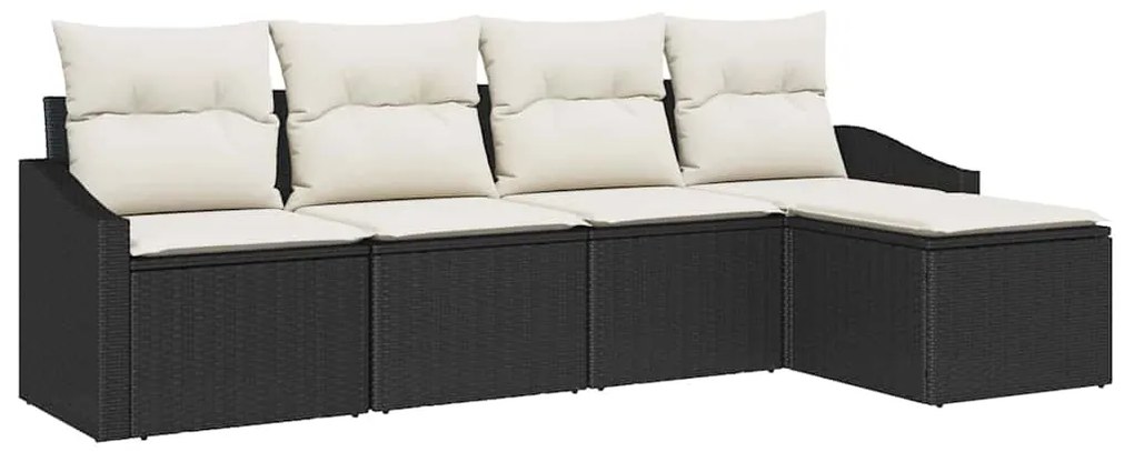 Conjunto de Jantar de Jardim com Almofadas em Rattan Sintético Preto,