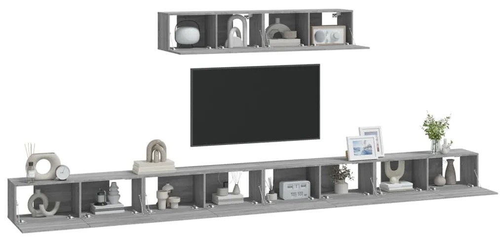 Conjunto móveis de TV 6 pcs madeira processada sonoma cinza