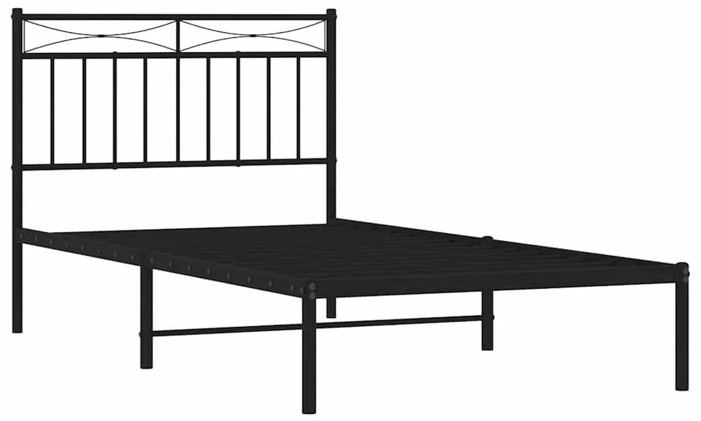 Estrutura de cama com cabeceira 100x190 cm metal preto