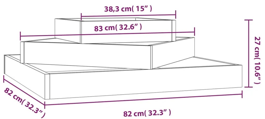 Vaso/floreira 83x83x27 cm pinho maciço