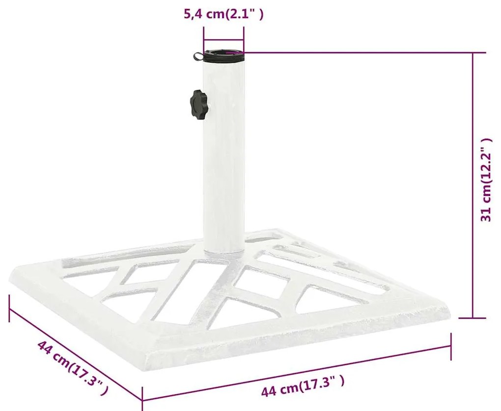 Base para guarda-sol ferro fundido 44x44x31 cm branco