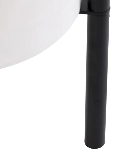 Candeeiro de mesa moderno preto com abat-jour em linho branco - Rich Moderno