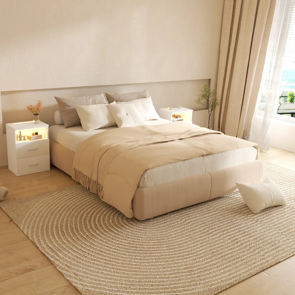 Mesa de cabeceira Jamie com Luz Led 55x40x28 cm branca