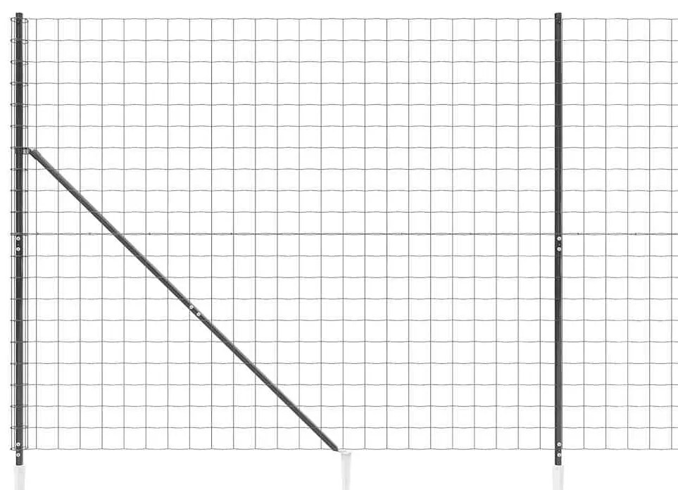Cerca de malha de arame c/ estacas de fixação 2x25m antracite