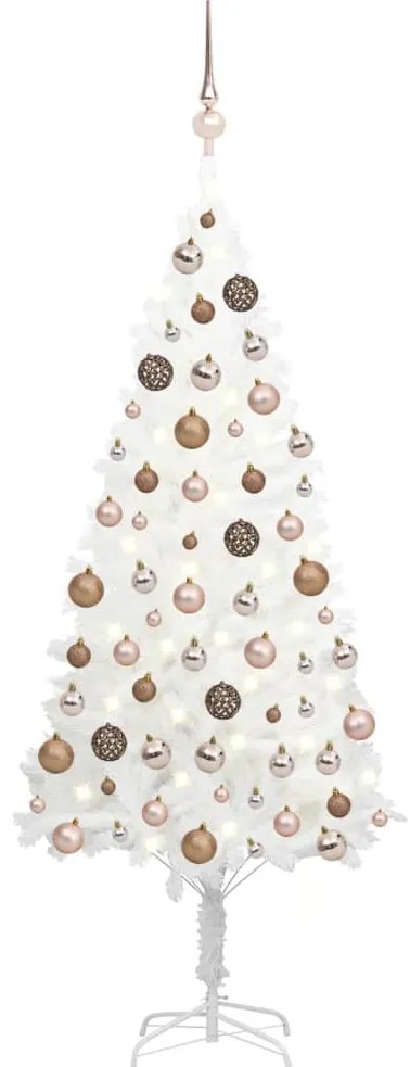 vidaXL Árvore Natal artificial pré-iluminada c/ bolas 150 cm branco