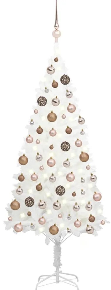 Árvore de Natal artificial com luzes LED e bolas 150 cm branco