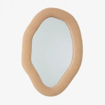 Espelho De Parede Irregular 70x100 Cm Em Borreguito Ceniro Chenille Castanho Trigo - Sklum